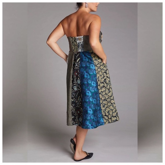 Anthropologie || NWT || Floral Patchwork Sweetheart Midi Dress - Picture 2 of 5